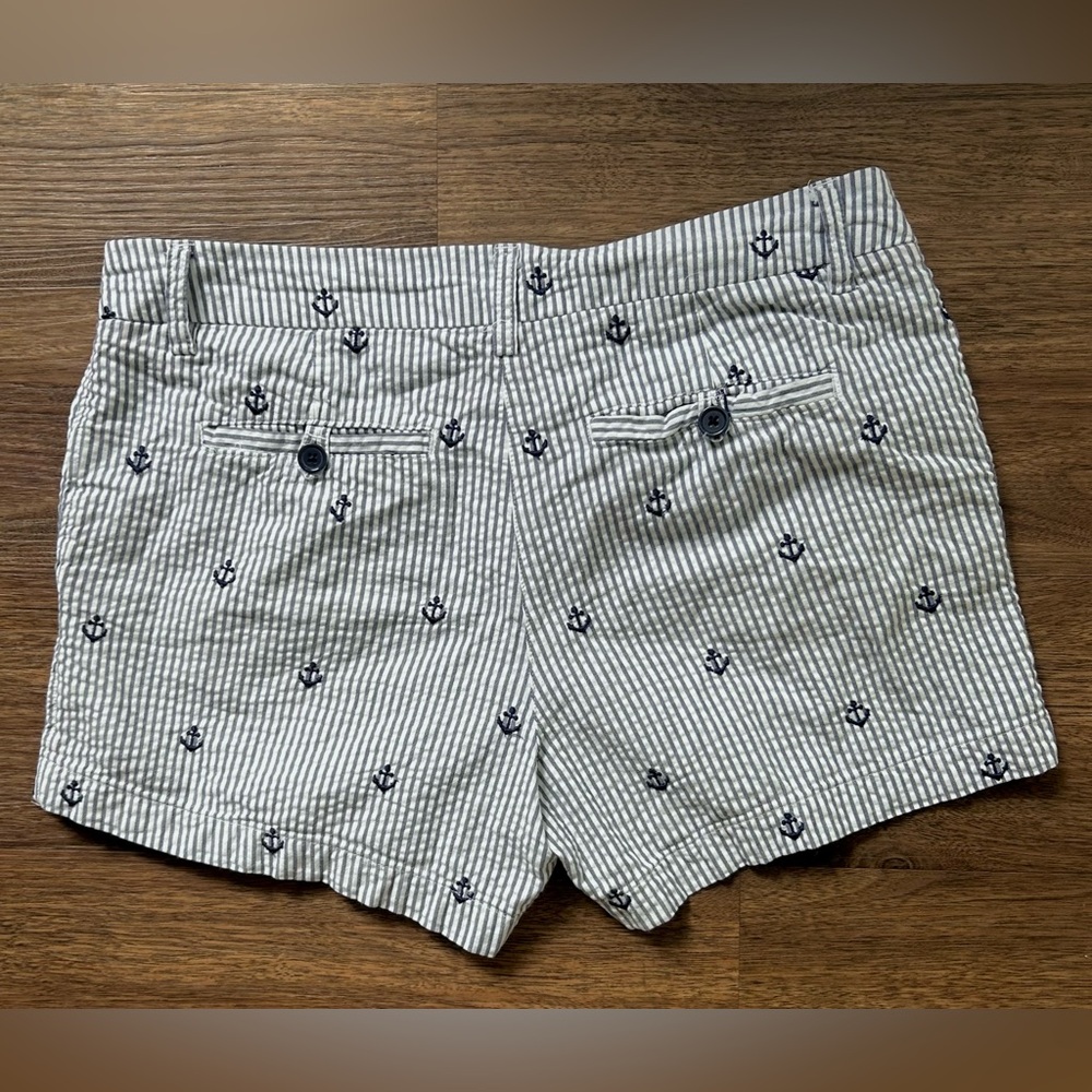 BRITISH KHAKI Nautical Pinstripe Seersucker Chino Shorts Coastal Preppy Resort 6 - Picture 6 of 11